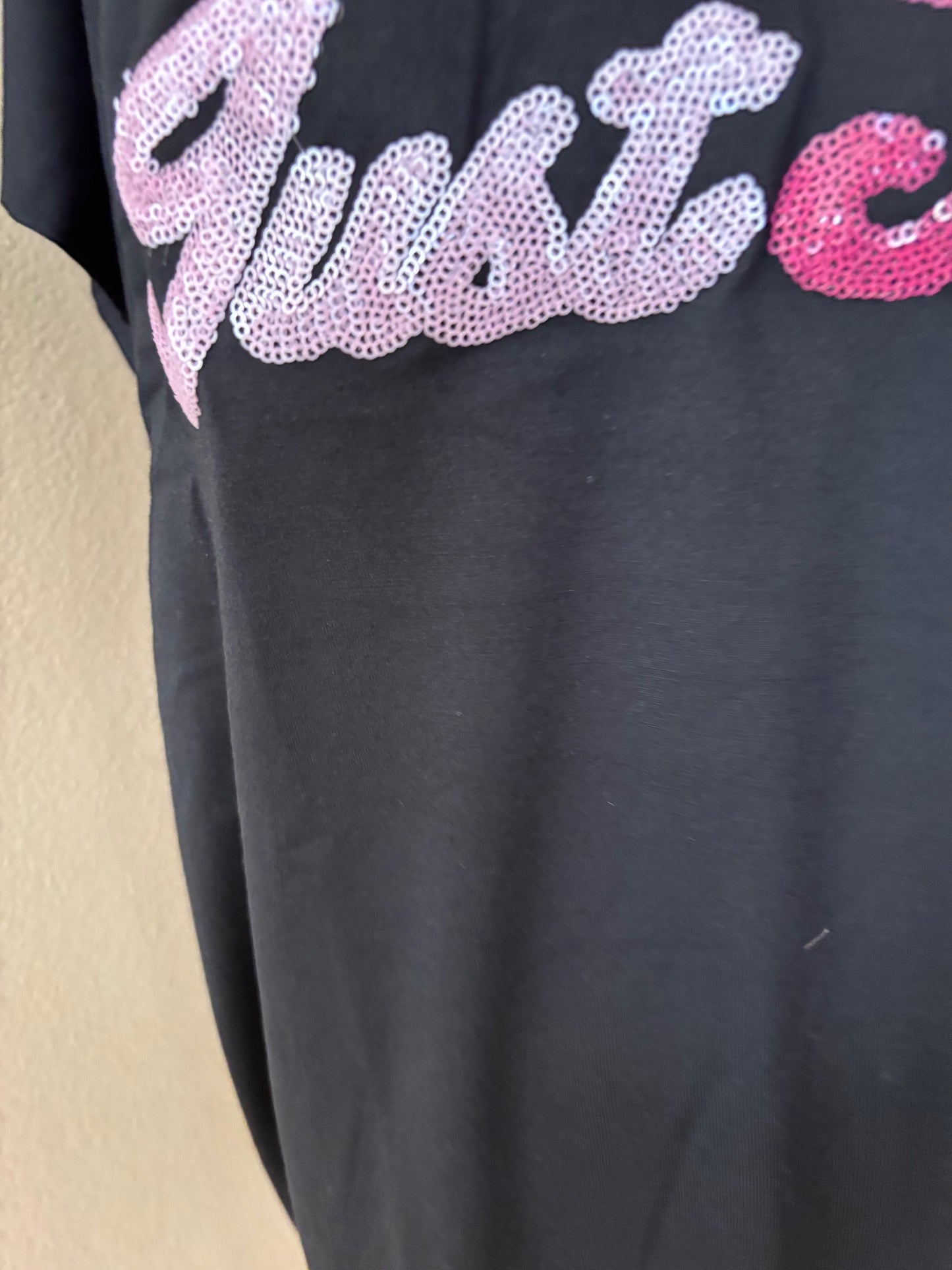 Just Trish Black Sequin Sleep Shirt