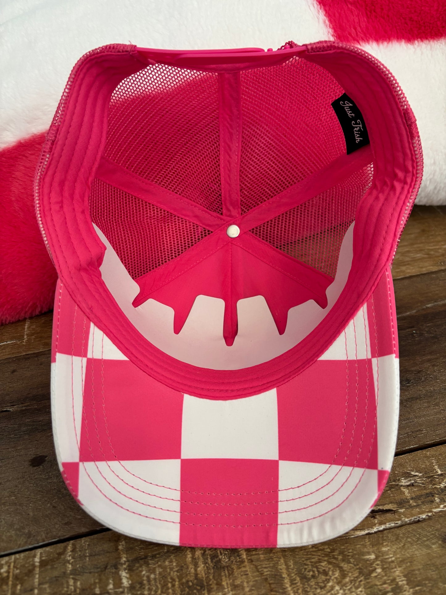 Pink and White Checker Trucker Hat