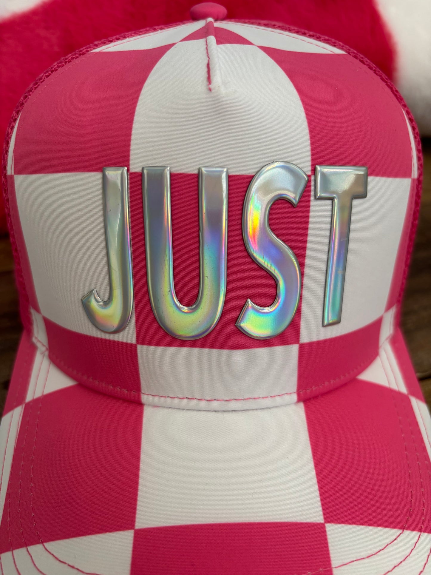 Pink and White Checker Trucker Hat
