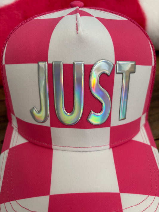 Pink and White Checker Trucker Hat